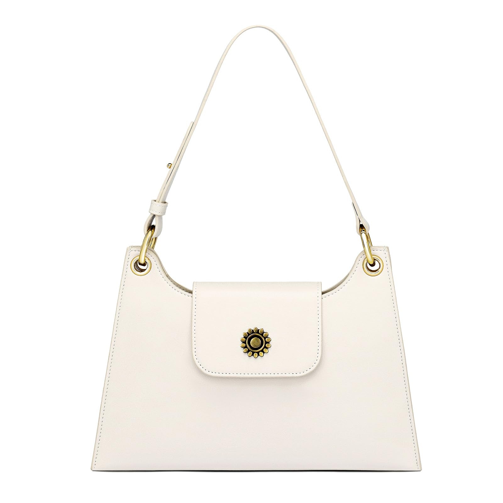Shoulder Bag for Women Trendy Small Cute Vegan Leather Purses Handbags White-image