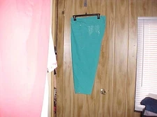 Women's Capri Jean Gloria Vanderbilt Sz18 Aqua Waist 40 Rise 12 Hip 46 Inseam 20