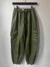 Wilfred Free Faux Leather Cargo Jogger Pants Green XS High Rise Vegan Leather