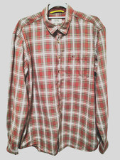 Mens Gents Sz L Camel Active 100% Cotton Check Shirt Small Neatly Corrected Flaw