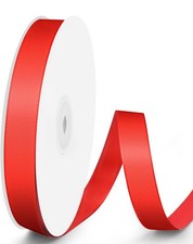 Set Of 12, Double Faced Red Satin Ribbon 5/8" x 50 Yards Polyester Fabric