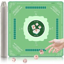 Mahjong Mat for Table- Anti Slip Noise Reduction Mahjong Mat with Rules, 31.5x31