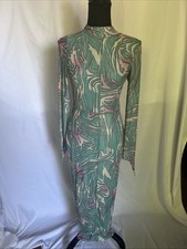 Fashion Nova Women’s Meet Me Mesh Midi Dress In Blue Size Medium