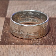 Handmade Ring 1942 Walking Liberty Half Dollar Coin Ring Size 9.5