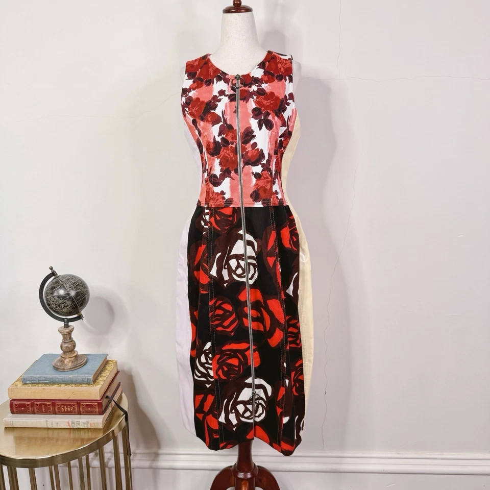 Marni Floral & Abstract Rose Print Dress Contrast Panels Size 40 US 4 Artistic - Image 2 of 4