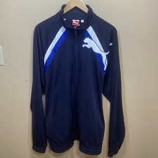 PUMA Track Jacket Men  s Size XXL Full Zip Blue White Big Puma Sport Lifestyle F8