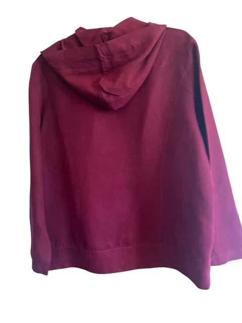 Chaqueta Chicos Design Talla 2 EE. UU. Grande Borgoña Lino Mezcla Seda LS Con Capucha Cremallera Completa Foto 3 de 4