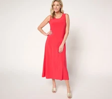 Women with Control Attitudes by Renee Petite Como Jersey Tank Midi Dress Fire Re