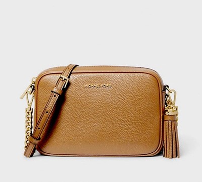 Michael Kors Ginny Medium Pebbled Leather Crossbody Bag $220 Tan