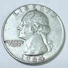 1964 SILVER WASHINGTON QUARTER  90% SILVER CIRCULATED COIN FREE SHIP #7590