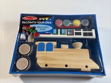 Melissa  Doug Decorate-Your-Own Wooden Train W/Paint  Brush NEW and Sealed