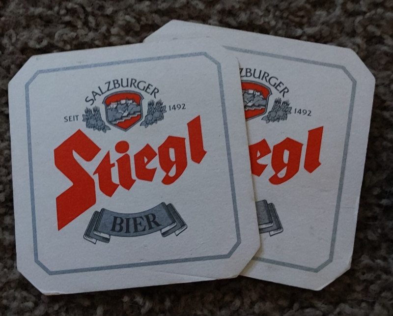 2 NICE AUSTRIAN BEER COASTERS  SALZBURGER STIEGL   NATIONAL PARK ANIMALS