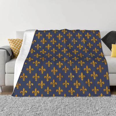 Flauschige Decke Fleur De Lis Wolle Baumwolle Gemustert