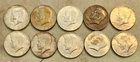 Lot of 10  Asst Date Kennedy Half Dollars 40% Silver. See Pics for Cond. & Dates