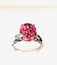 Sterling Silver 925 4.9 Gram Prong Set Pastel Pink Oval CZ Ring Size 7