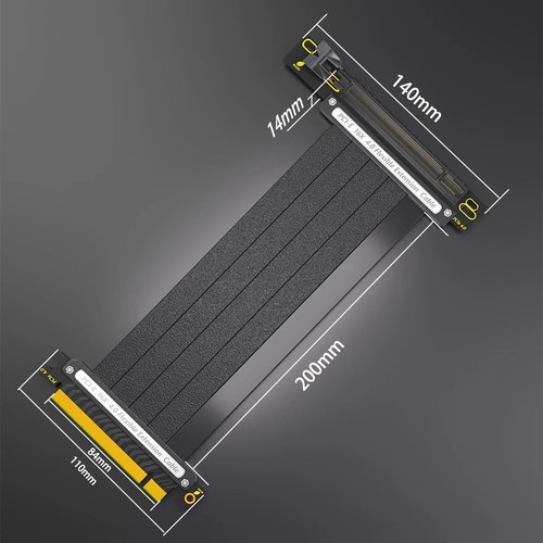 PCIE 4.0 Verlängerungskabel, 16x Geschirmtes High Speed GPU Riser Kabel mit1300 - Bild 7 von 10