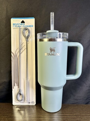 #ad #ad Stanley The Quencher H2.0 Flowstate Tumbler 40 oz Shale amp; BPA Free Straw Cleaner $15.19