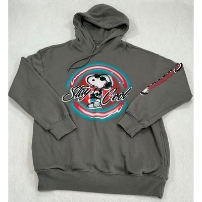 Peanuts Hybrid Apparel Joe Cool Snoopy Hoodie Gray Stay Cool Graphic Mens Small