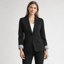 Bar III Black Tailored Blazer Size 4 One Button Career Jacket