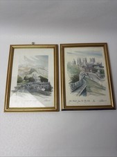 Pair of Signed Limited Watercolor Prints Framed UK Scenery Art Decor Picture