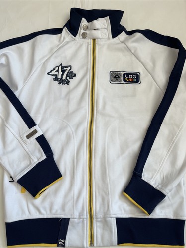 LRG Roots and Equipment Track Jacket Mens L Boating White Full Zip Pockets #47