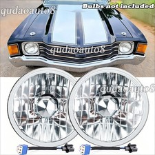 Pair H4 Fit Chevy Chevelle 1971-1972 1973 7 Inch Glass Led Headlights Housing