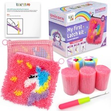 CRAFTILOO DIY Rug 3D Unicorn Pouch Latch Hook Kits Small,