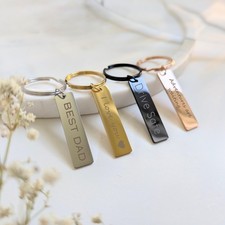 Custom Keychain Engraved Stainless Steel Key Chain Metal Anniversary Gift