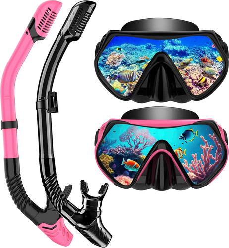 Snorkeling Gear for Adults, Snorkel Set Scuba Diving mask Dry-Top, Adult Swimmin - Picture 1 of 7