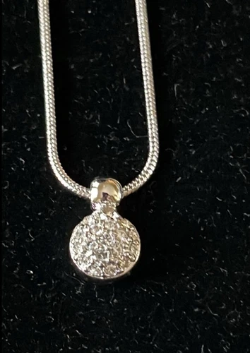 Collana Christian Dior rodiata con pendente set cristalli pavè austriaci