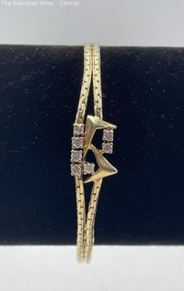 14K Yellow Gold Fine Jewelry Diamond Serpentine Chain Bracelet 8.01g