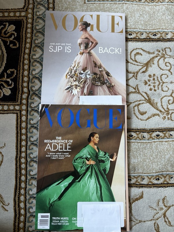 Two Vogue Magazines 2021 Editions Adele, SJP