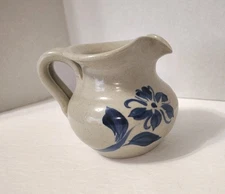 WILLIAMSBURG POTTERY Crock Salt Glazed Cobalt Pitcher Creamer 1998 WPF 3" 