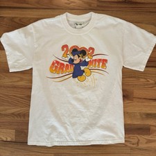 Vintage Y2K 2002 Disney Grad Nite Double Sided T Shirt Size Small Mickey Retro