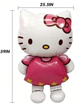 59'' Jumbo Cartoon Cat Balloon Pink Dress Large Foil Birthday Party Decor
