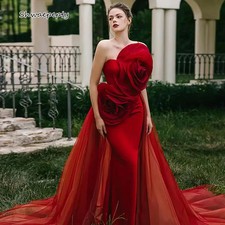 Elegant Flower Mermaid Prom Dress Detachable Train Sleeveless Chic Customized