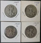 Lot of Four 50c Walking Liberty Silver Half Dollars