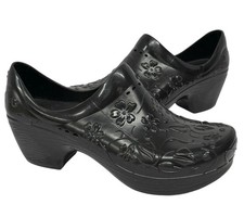 Dansko Pixie Molded EVA Black Floral Slip Resistant Professional Clogs 37 US 6/7