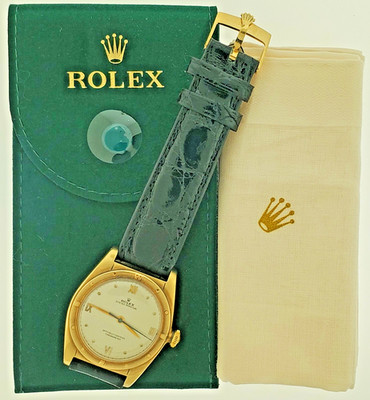  Rolex 32mm Bubble Back Mid Size Wrist  Watch 14k Y. Gold 5015 Vintage Automatic