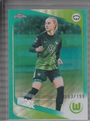 2025-26 Topps Chrome UEFA #84 Janina Minge Aqua Wave Refractors #/199