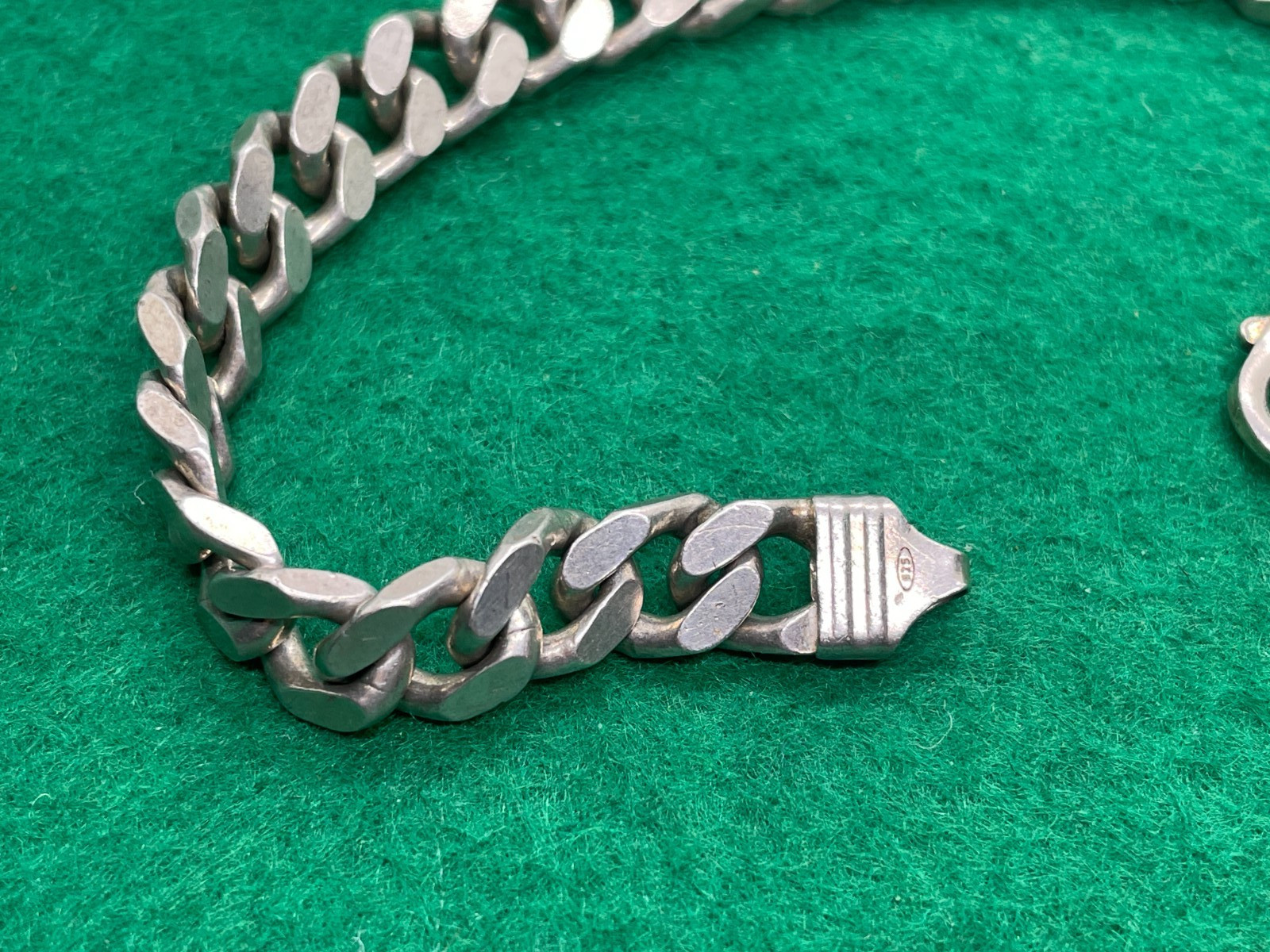 SOLID STERLING SILVER FLAT CURB LINK BRACELET 30.… - image 4