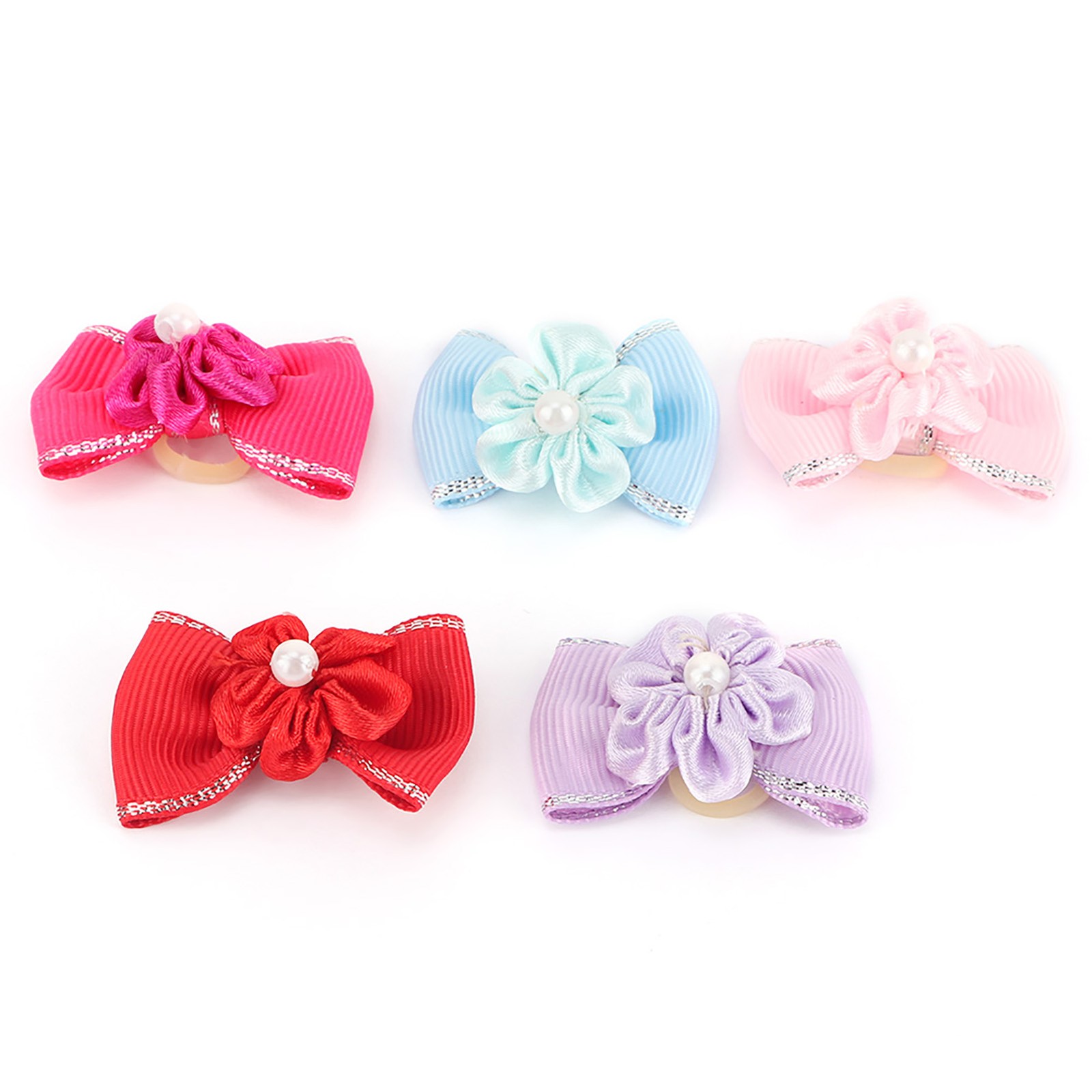 20pcs Shinning Pet Puppy Hair Bows Hair Rope Cat Dog Hair Band Headwear