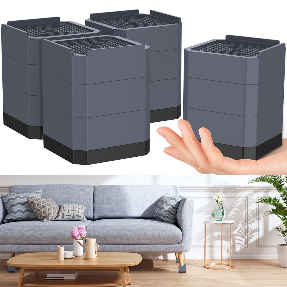 Bed Risers 3-Layer Detachable Adjustable Furniture Risers Heavy-Duty ...