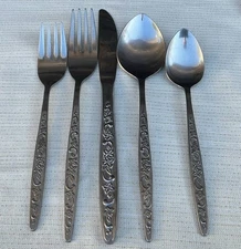 Orleans Silver Stainless Dinner Salad Forks Table Tea Spoons Butter Knife 7 Sets