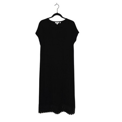 Chico's Womens Slinky Maxi Dress Size Large Petite Black Lace Hem Chic Boho