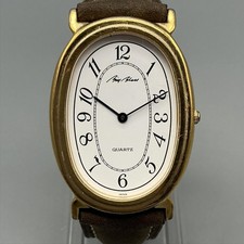 Vtg Bill Blass Womens Watch 28mm White Dial Brown Leather Gold Tone New Battery