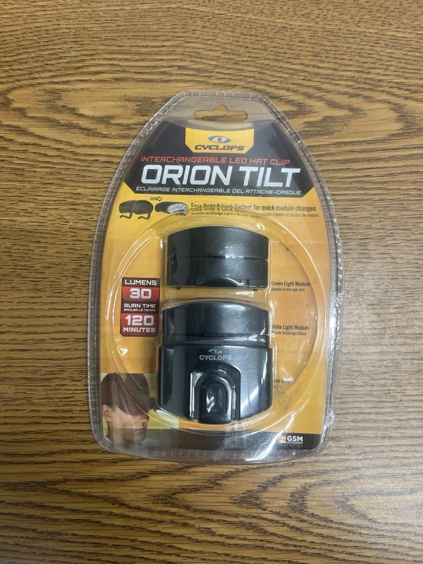 Cyclops Orion TILT 5 Bulb LED Hat Clip Light White & Green Headlamp CYC-HCDT-WG