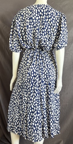 Vestido Reformation Midi True Wrap Azul Blanco Estampado 3XL Plus Corbata Smocking Bueno - Imagen 5 de 17