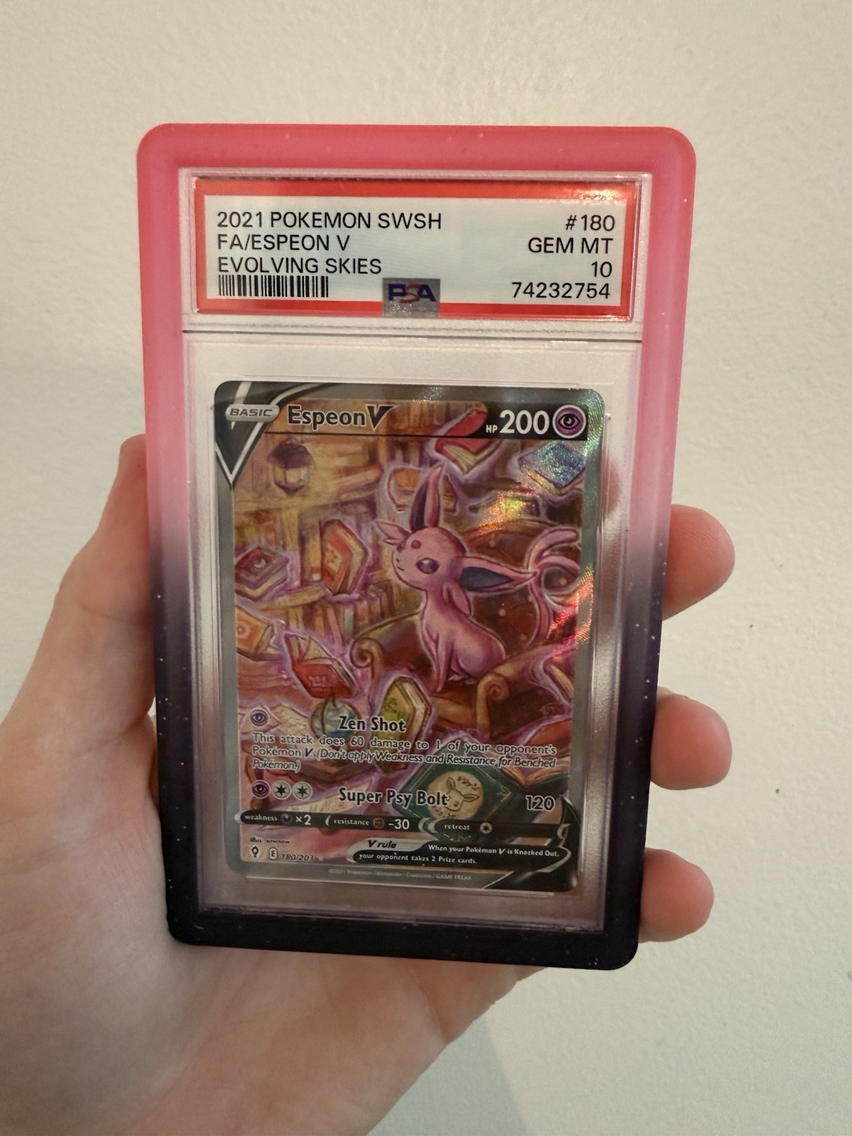 Pokemon 2021 Evolving Skies Espeon V 180/203 Alt Art Full Art Holo PSA 10