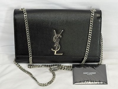 SAINT LAURENT KATE MEDIUM IN BLACK GRAIN DE POUDRE SPB JA-365861